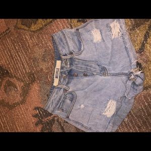 Light wash denim shorts